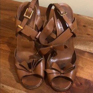 Christian Louboutin Leather Bow Accent Sandals 38